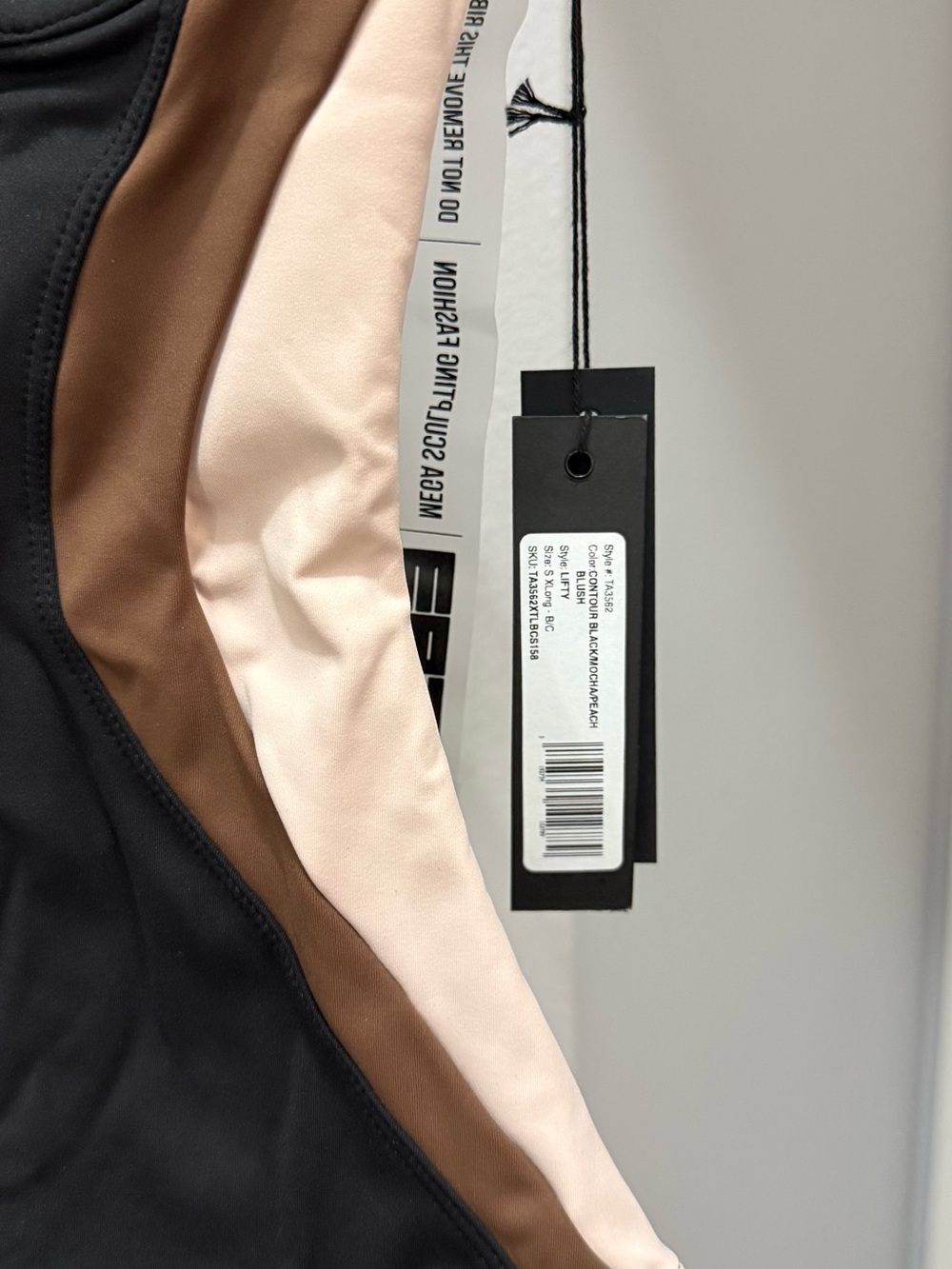 TA3 Size Small One Piece Lifty Contour Black Mocha Peach X/Long B/C NWT - Picture 2 of 5